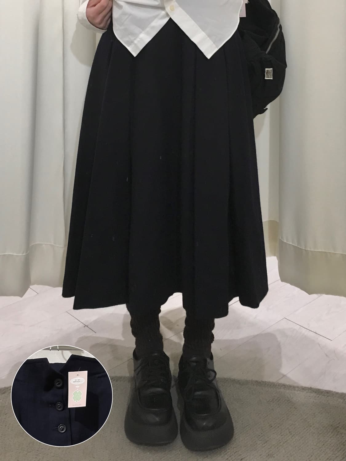 oxford button skirt 상품이미지1