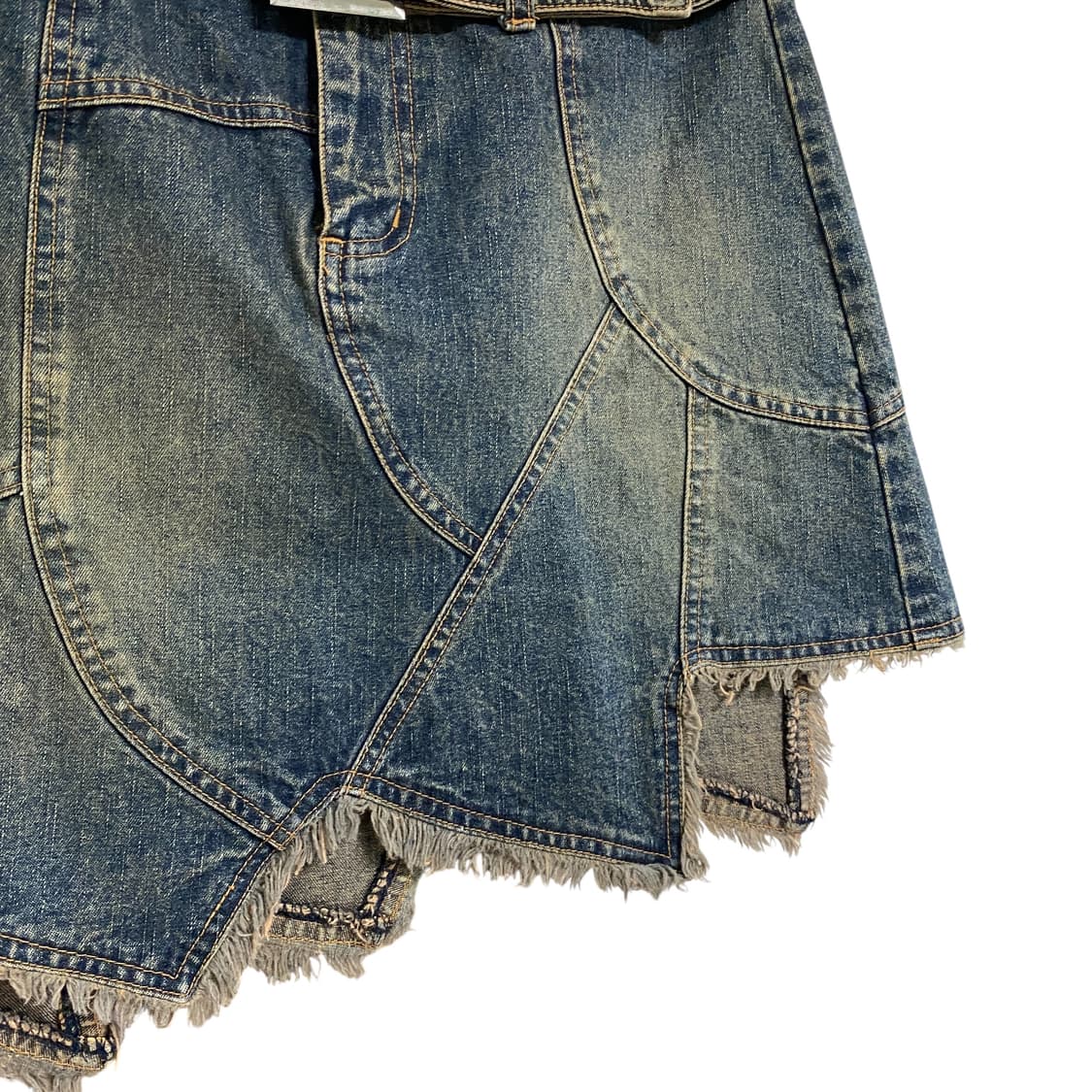 Denim washing belt patchwork skirt 상품이미지4