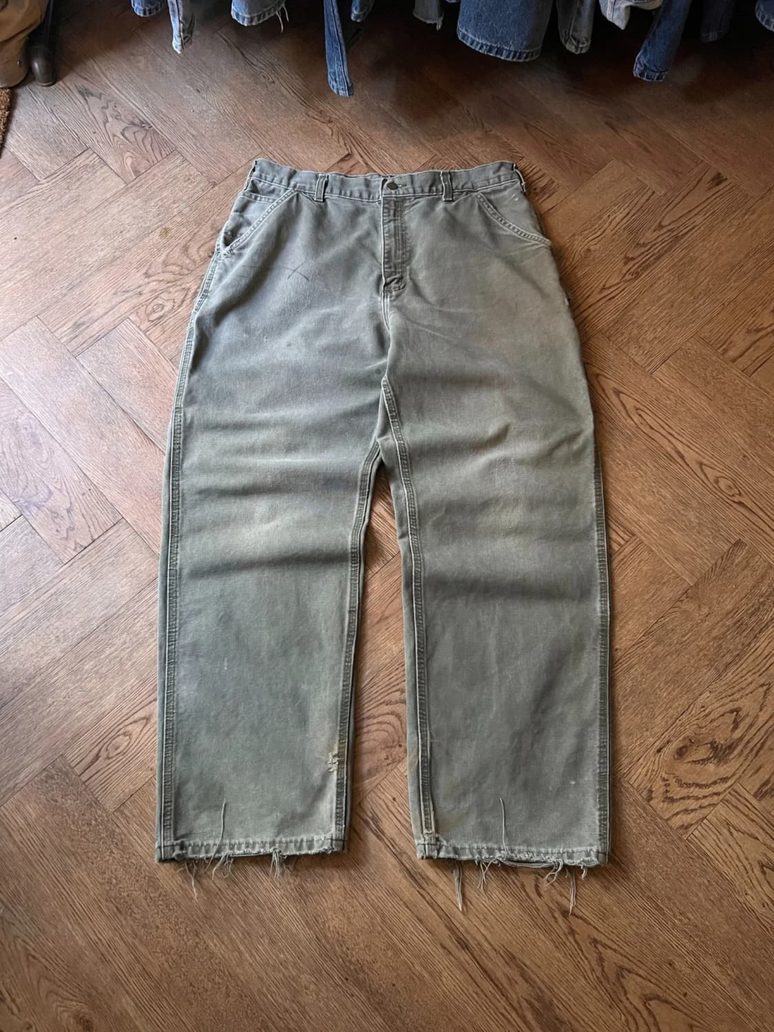 [34]칼하트 USA 모스그린 싱글니 워크팬츠 상품이미지1