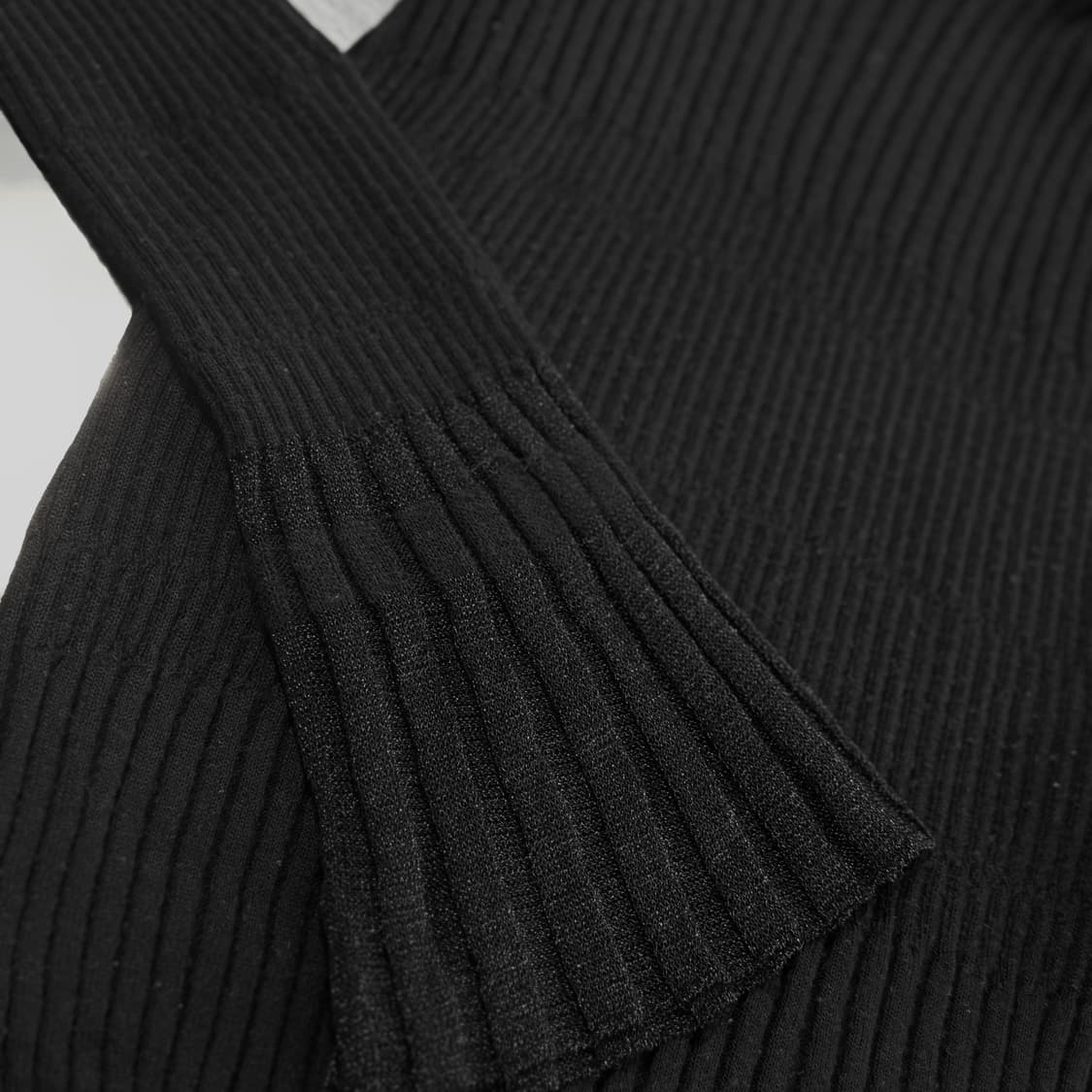 타임 텍스처 블록 모크넥 골지 니트 상품이미지4