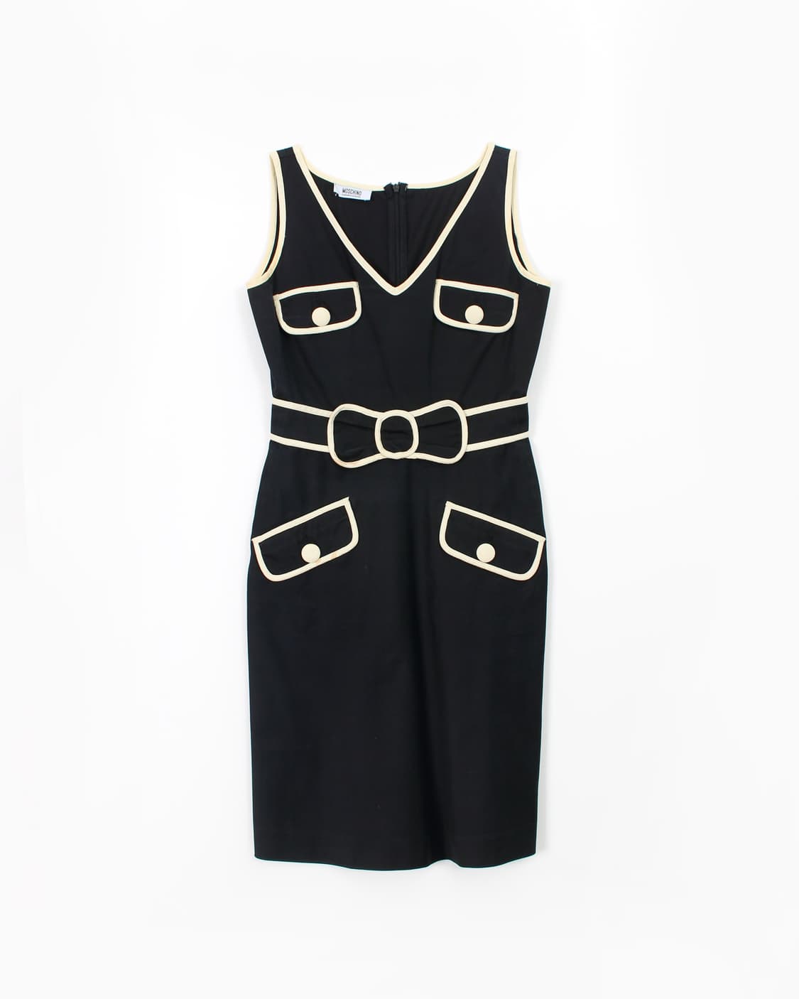 모스키노 칩앤시크 라인 나시 리본 미디 블랙 원피스 상품이미지1