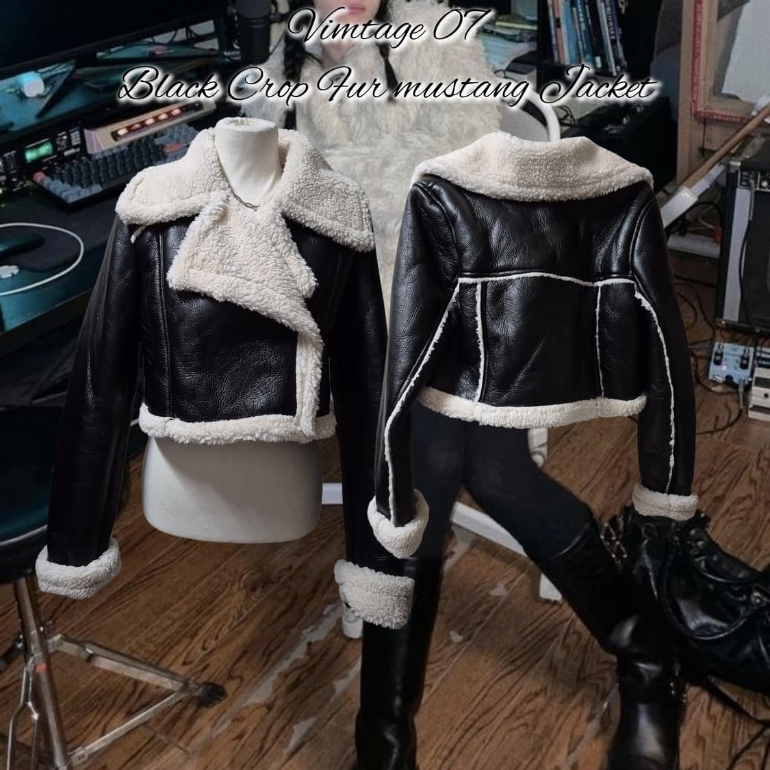Vimtage 07 Black Crop Fur mustang Jacket 상품이미지1