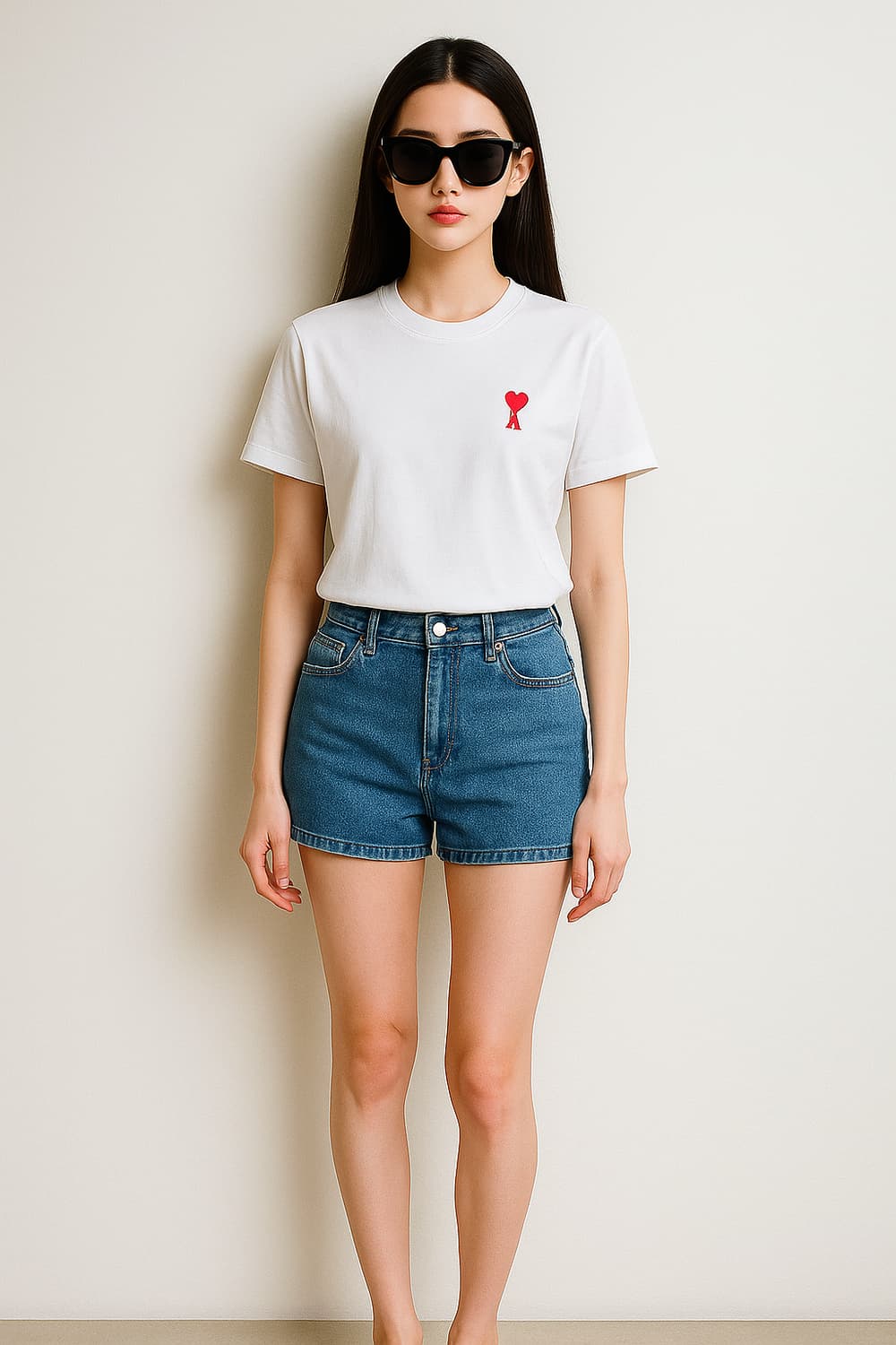 ami 아미. 여자 스몰 하트 코튼 티셔츠_M 상품이미지1