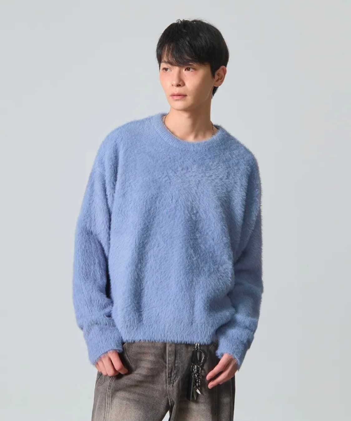 디미트리블랙 에센셜 헤어리 라운드 니트 스카이블루 상품이미지3