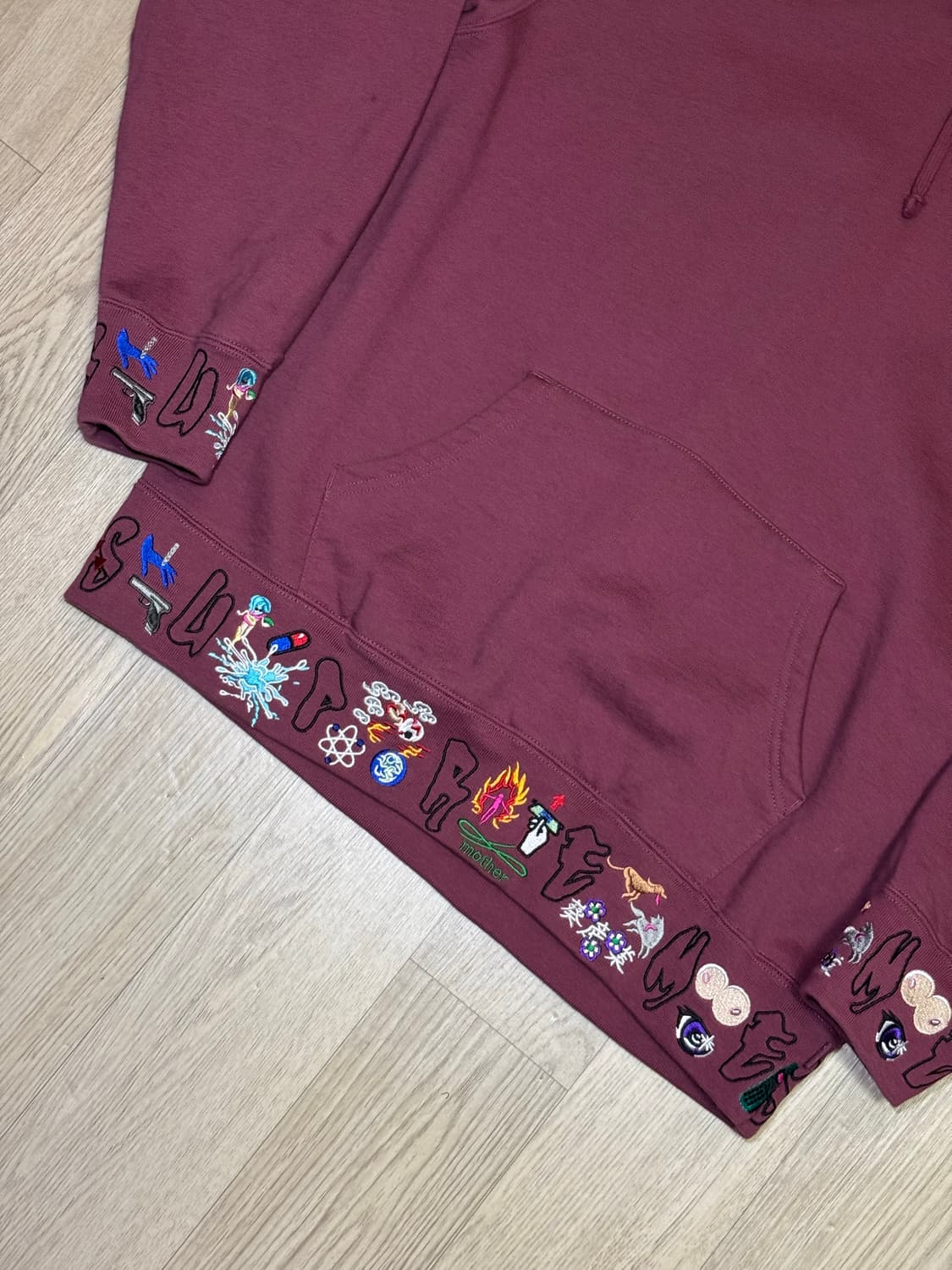 슈프림 21FW AOI 아오이 자수 후드 버건디 플럼 상품이미지3