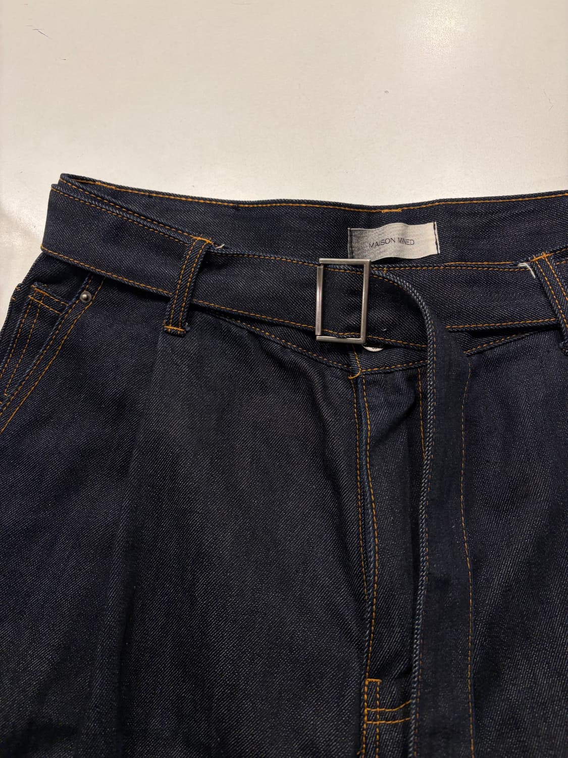 [50] 메종미네드 벨트 데님 와이드 팬츠 D420 상품이미지3