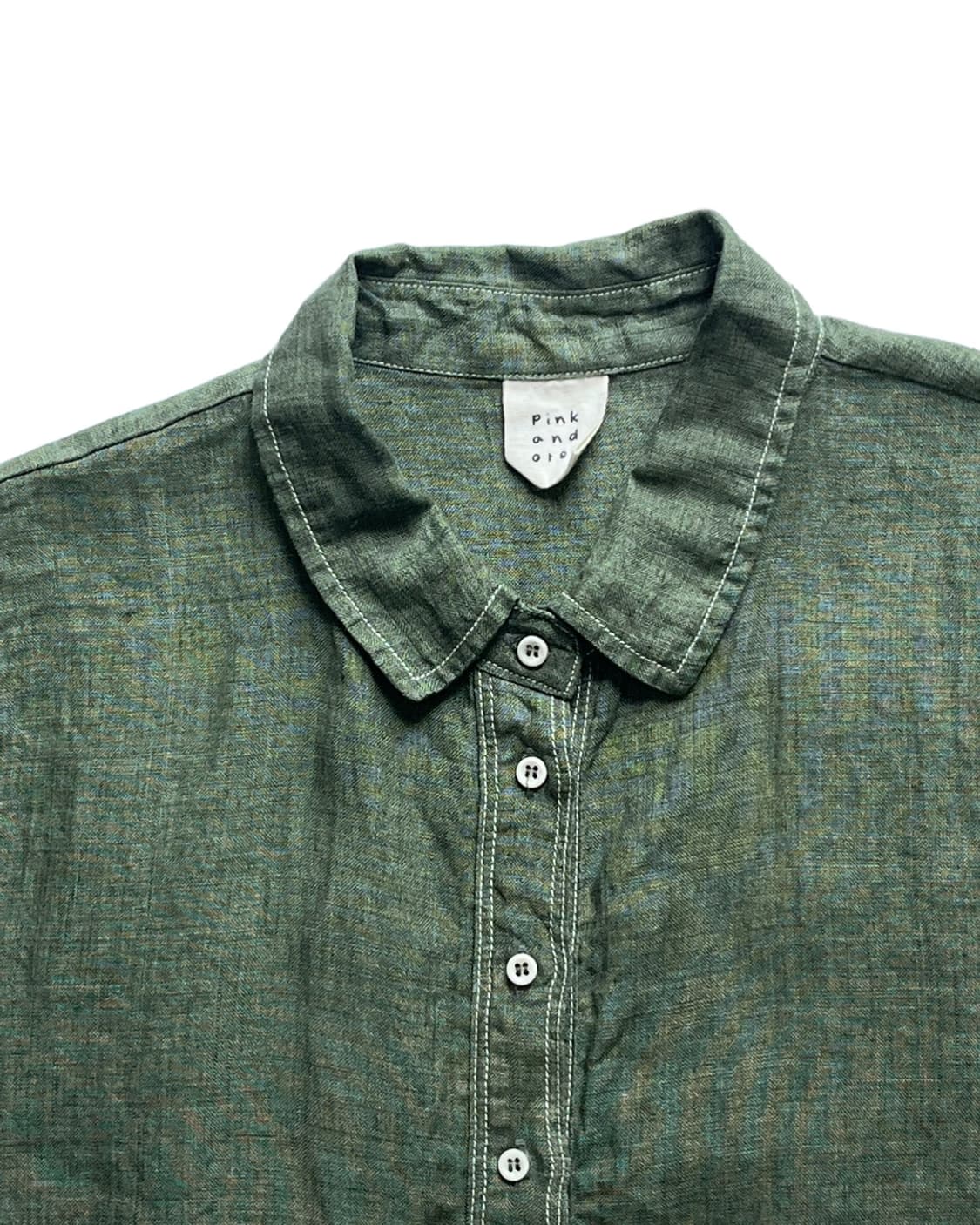 Deep green linen shirt 상품이미지4