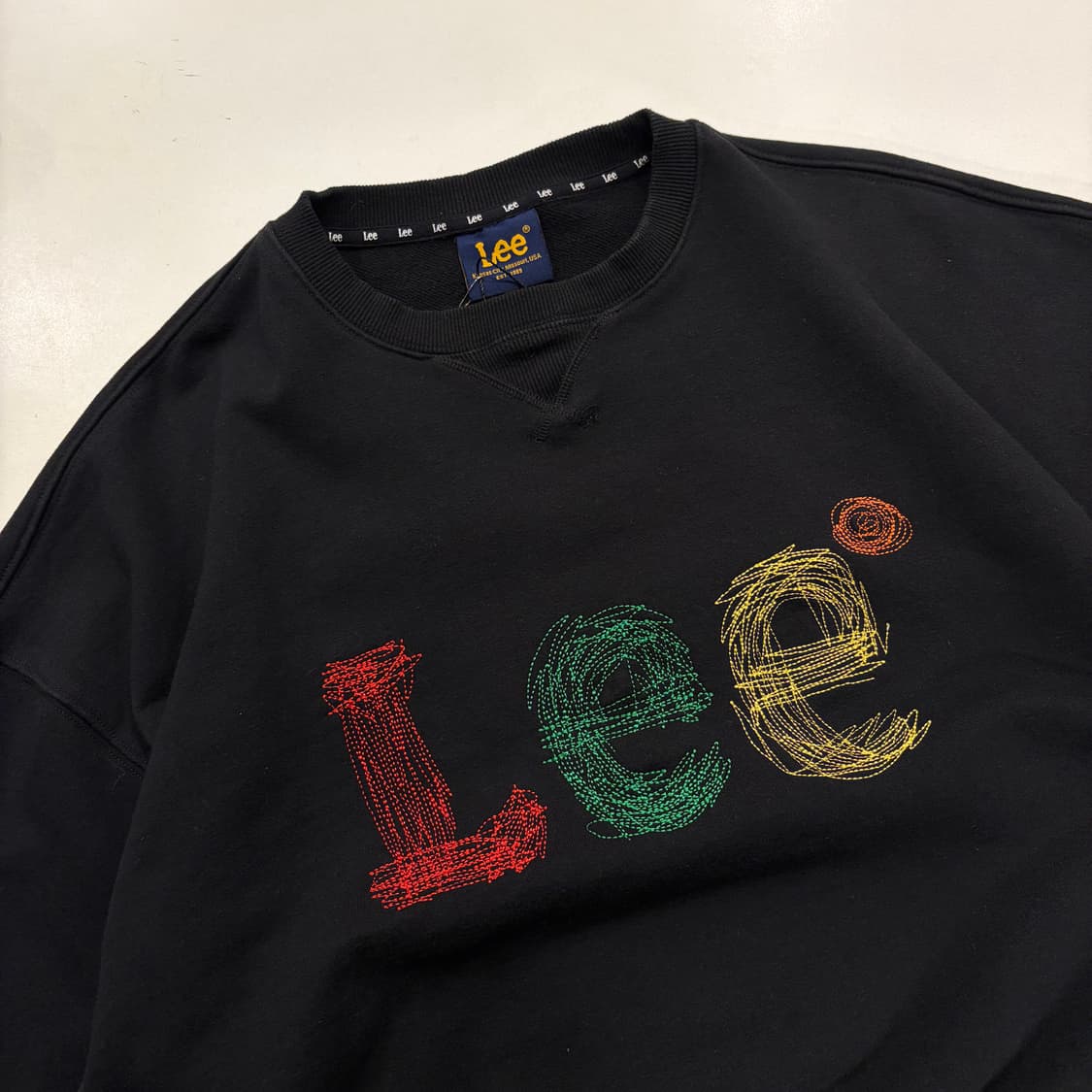 [XL] Lee 리 컬러 로고 맨투맨 블랙 B357 상품이미지3