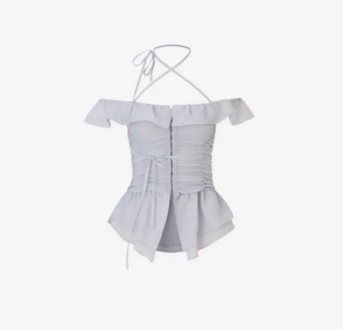 뉴얼린 페어리 쉬폰 블라우스 페일 그레이 상품이미지1