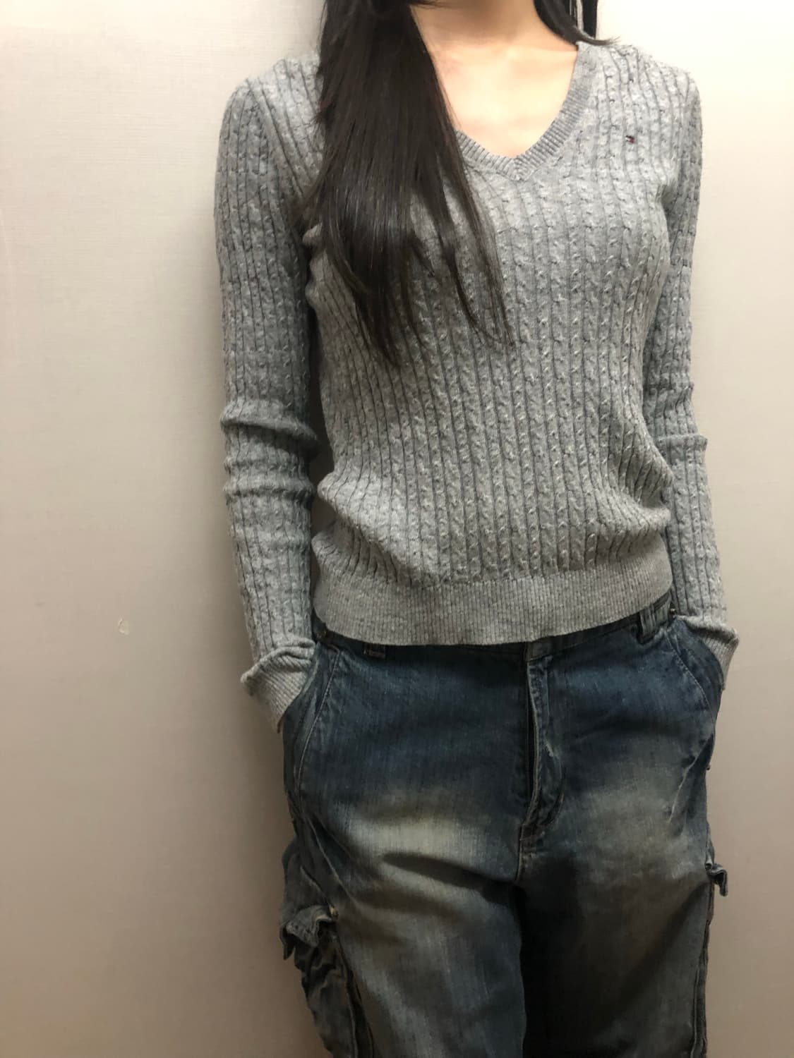 빈티지 타미힐피거 그레이 니트 상품이미지4