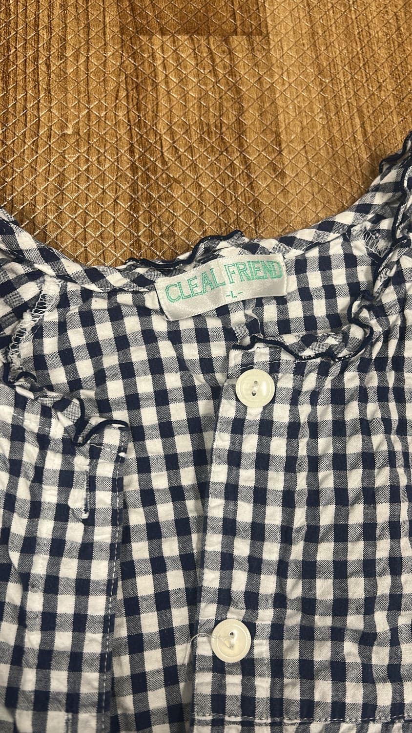 빈티지 반팔 체크 블라우스 잠옷 상품이미지2