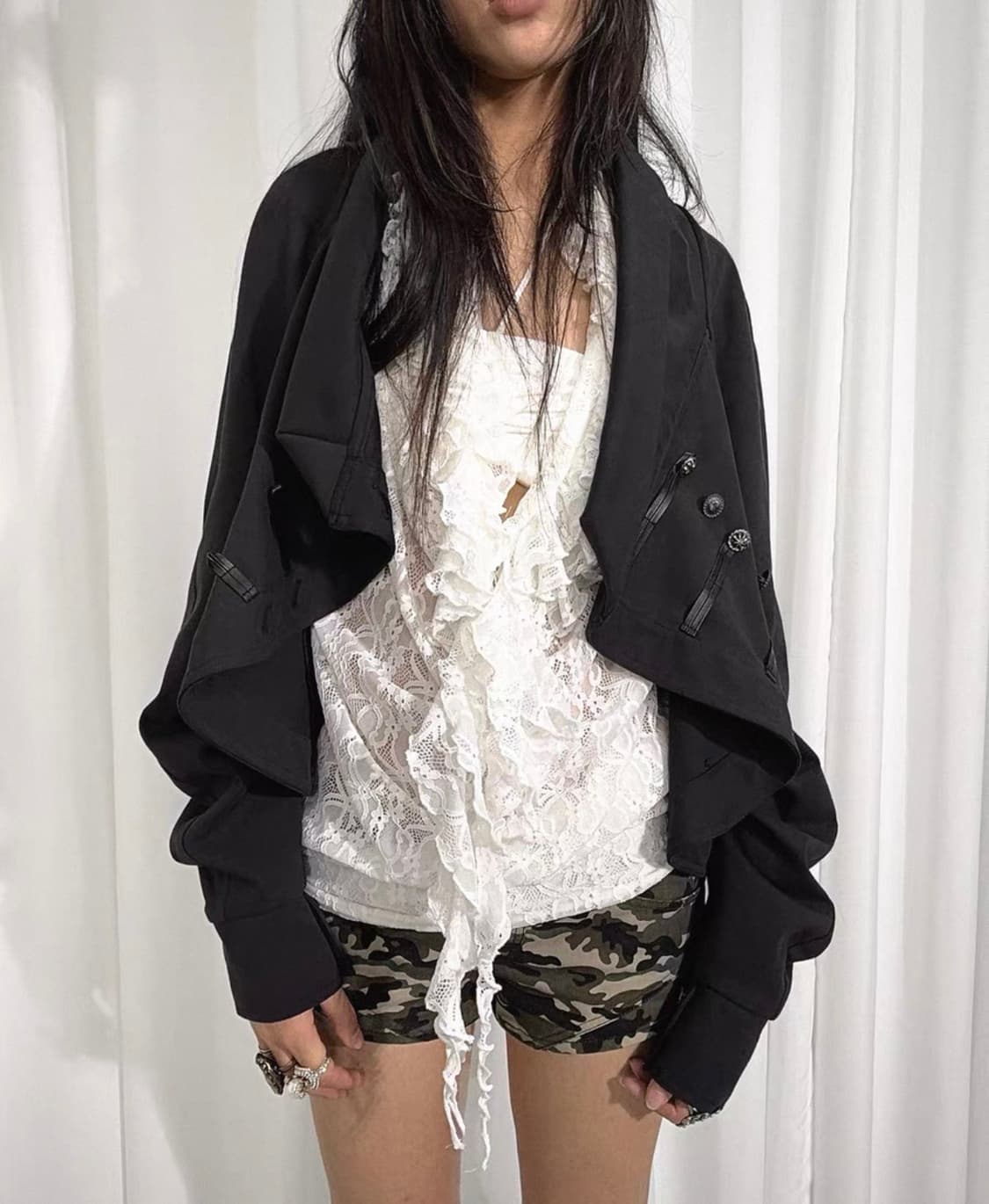 DoublePunch 언밸런스 하이넥 가디건 자켓 상품이미지3