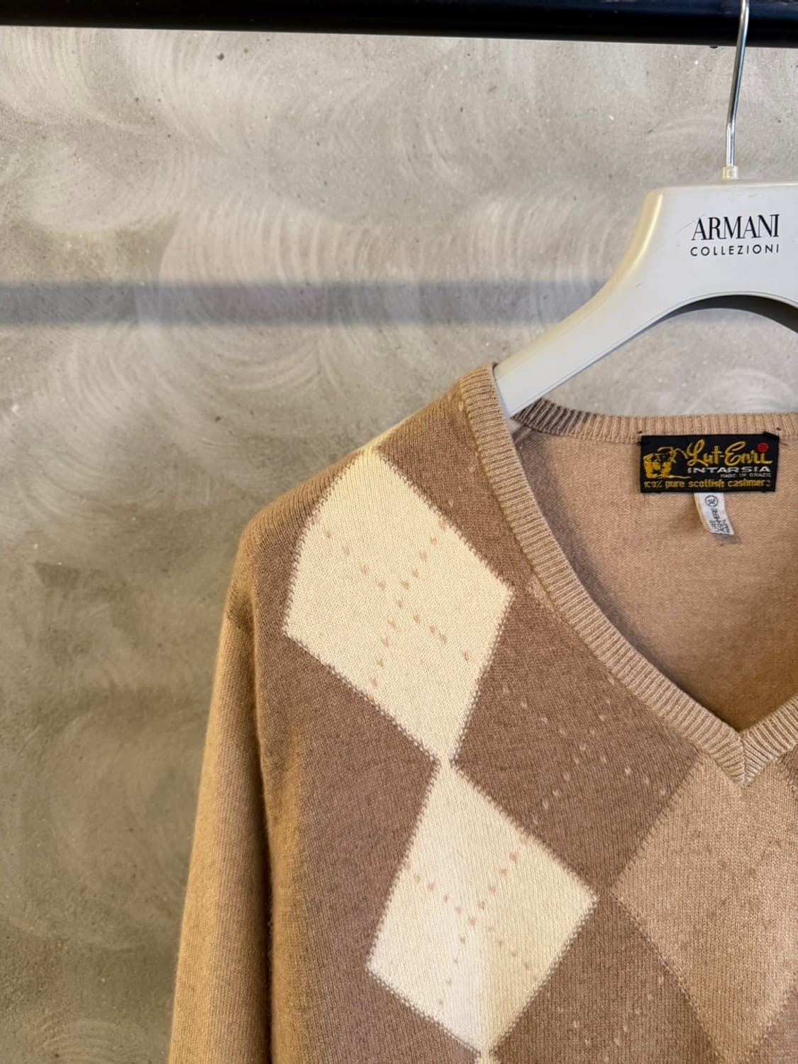 인타르시아 캐시미어 아가일 니트 100 상품이미지2