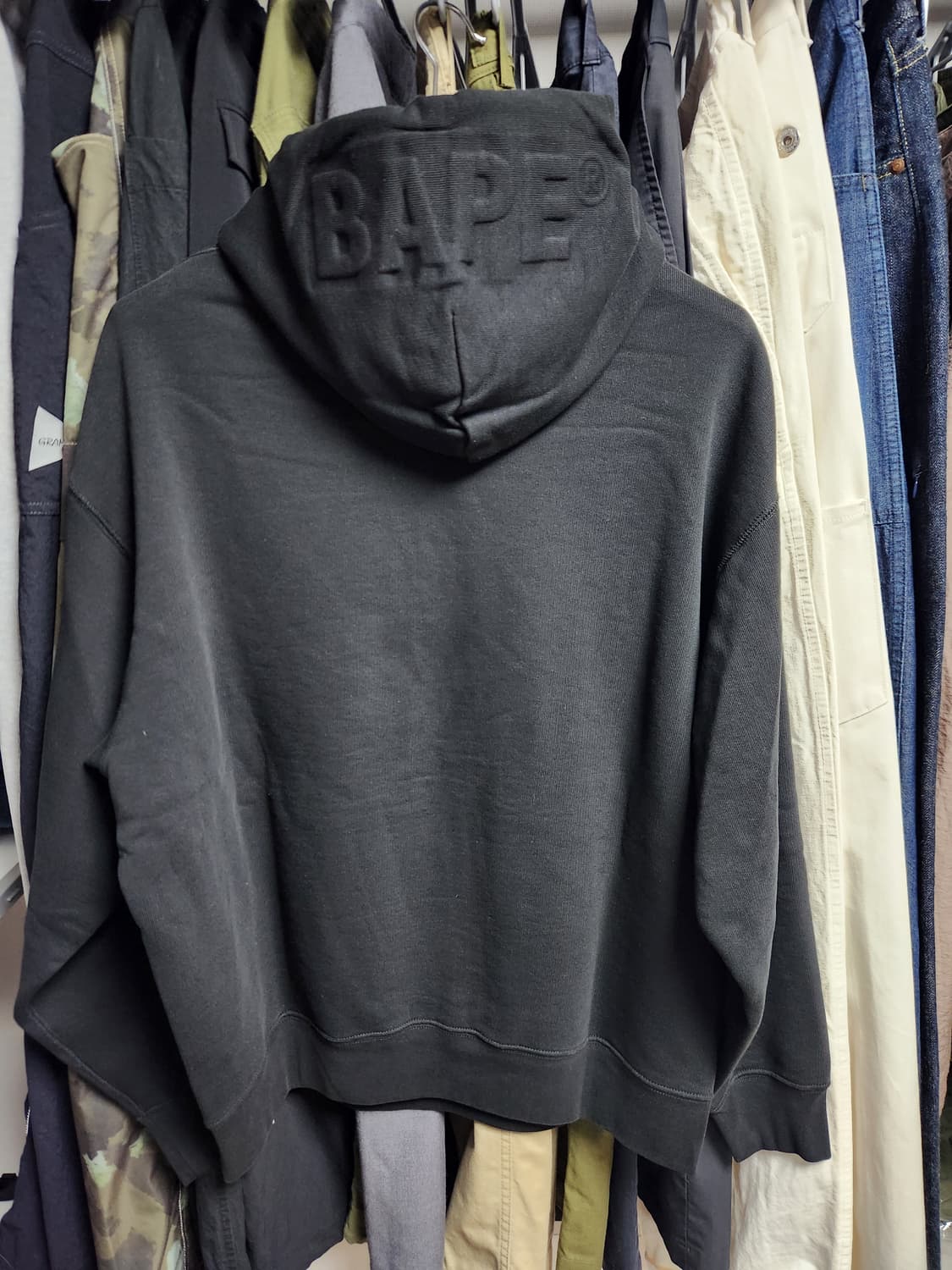 베이프(Bape) 원 포인트 릴랙스핏 풀오버 후드 XL사이즈 상품이미지3