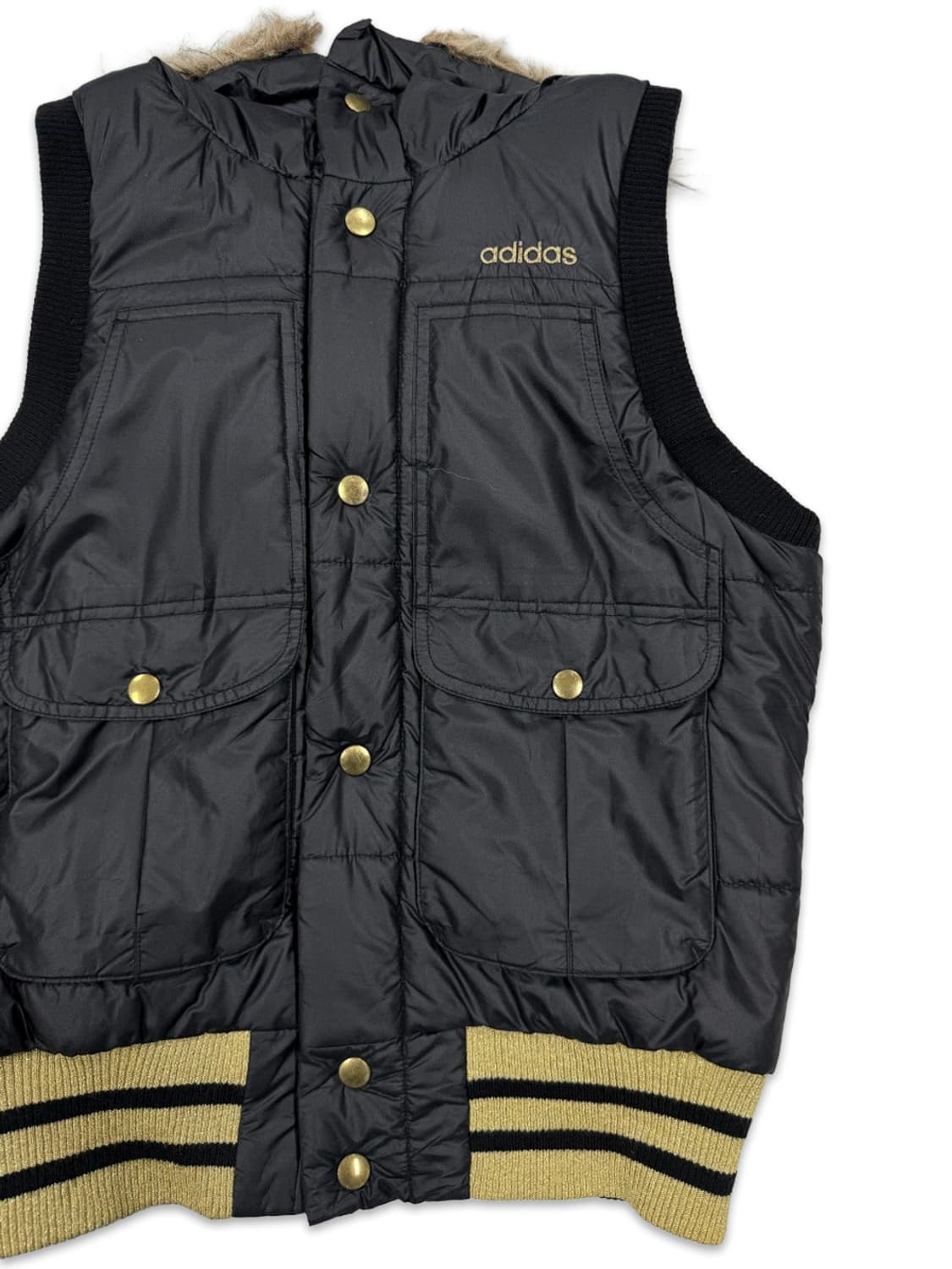 빈티지 아디다스 블랙 펴 후드 패딩 베스트 상품이미지4