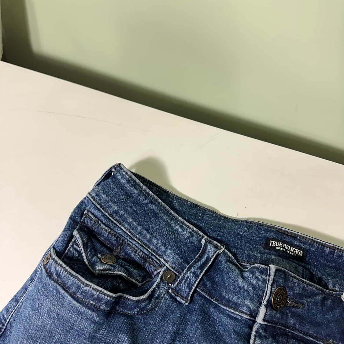 우먼XL 트루릴리전 진청워시드 슬림핏 데님팬츠 청바지 상품이미지4