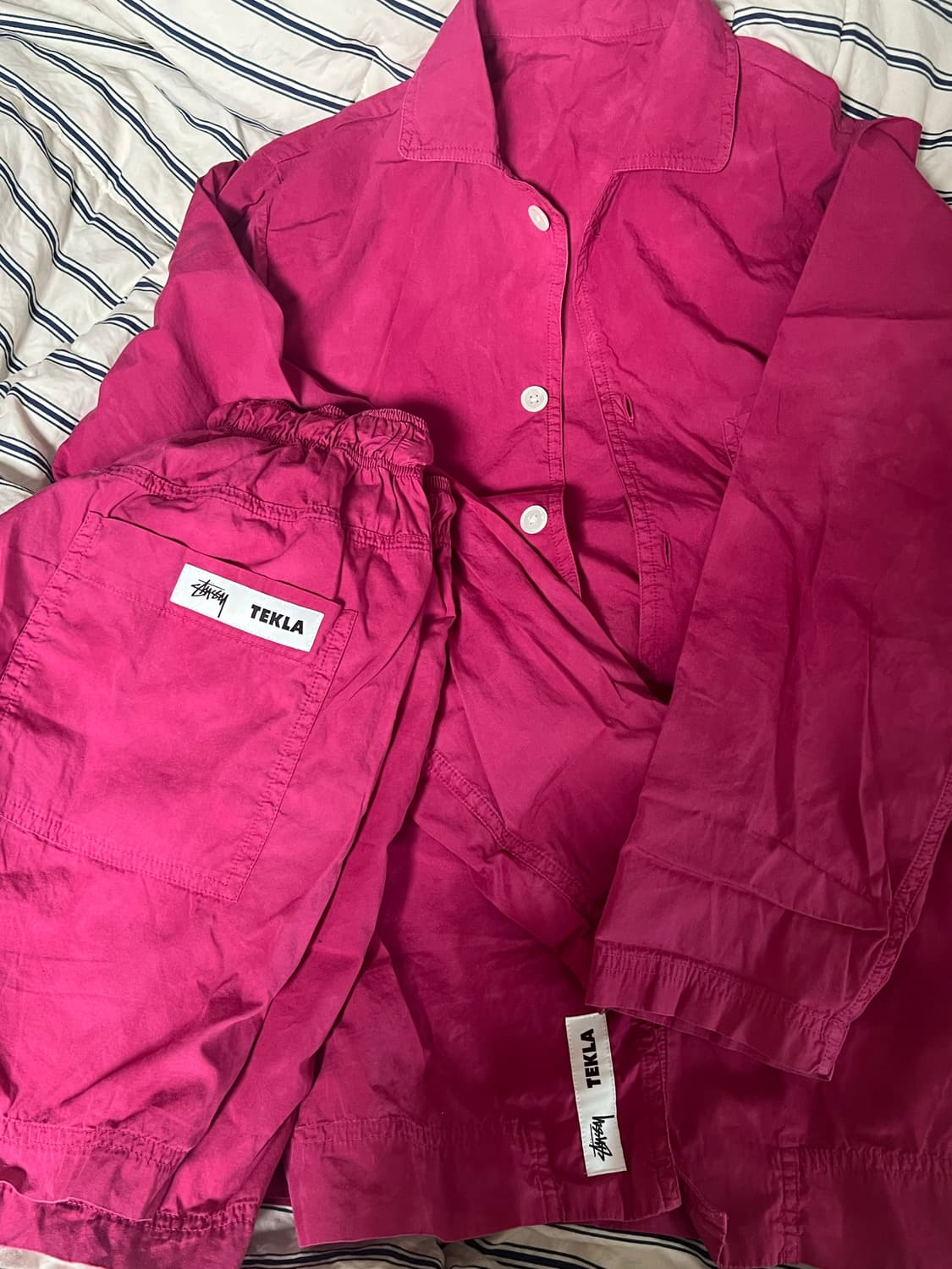 스투시 x 테클라 파자마 셔츠 쇼츠 베리 xxs 상품이미지6