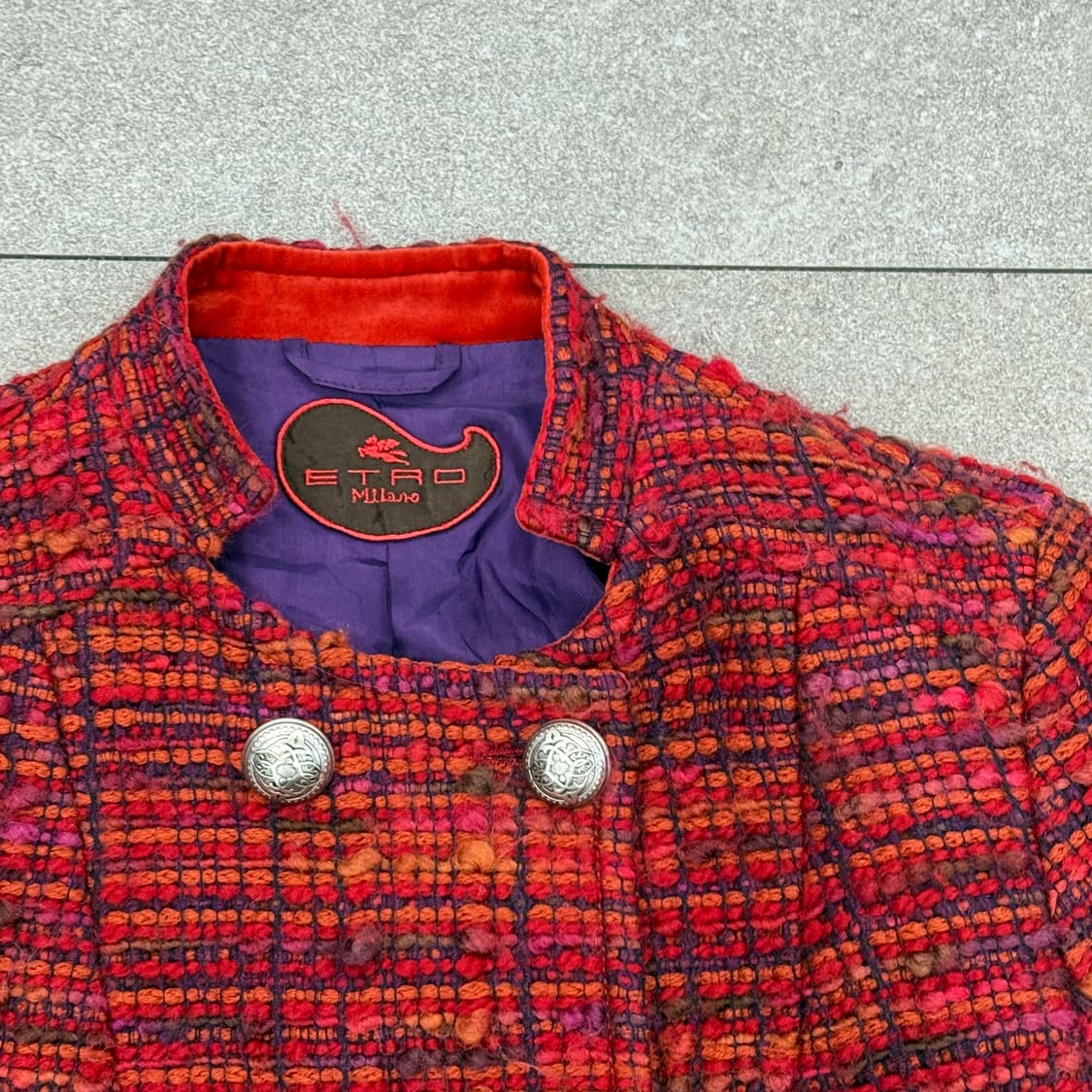 ETRO Milano 레드 트위드 더블 자켓 상품이미지6