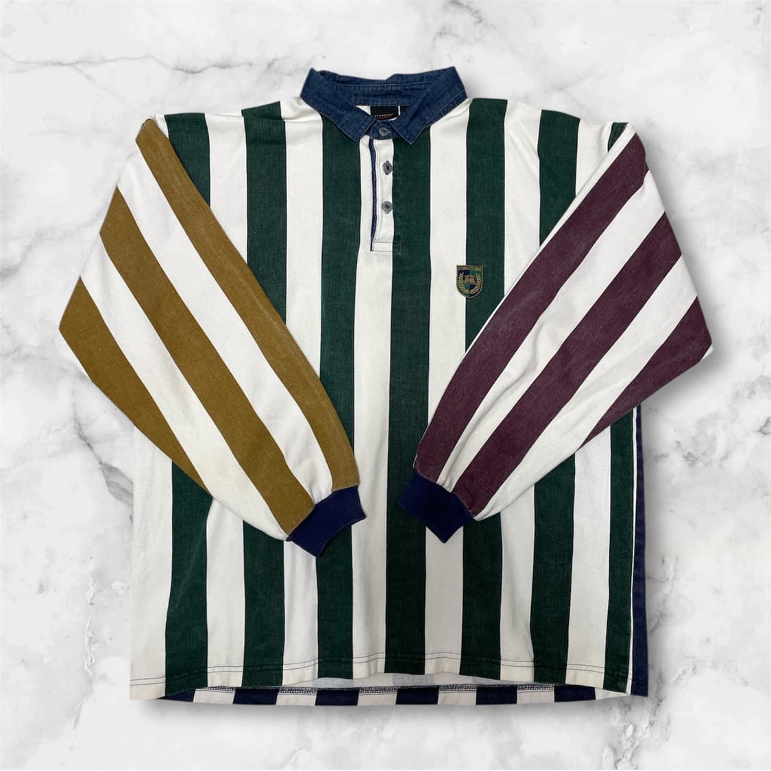 아메리칸 빈티지 3색 스트라이프 카라티 상품이미지1