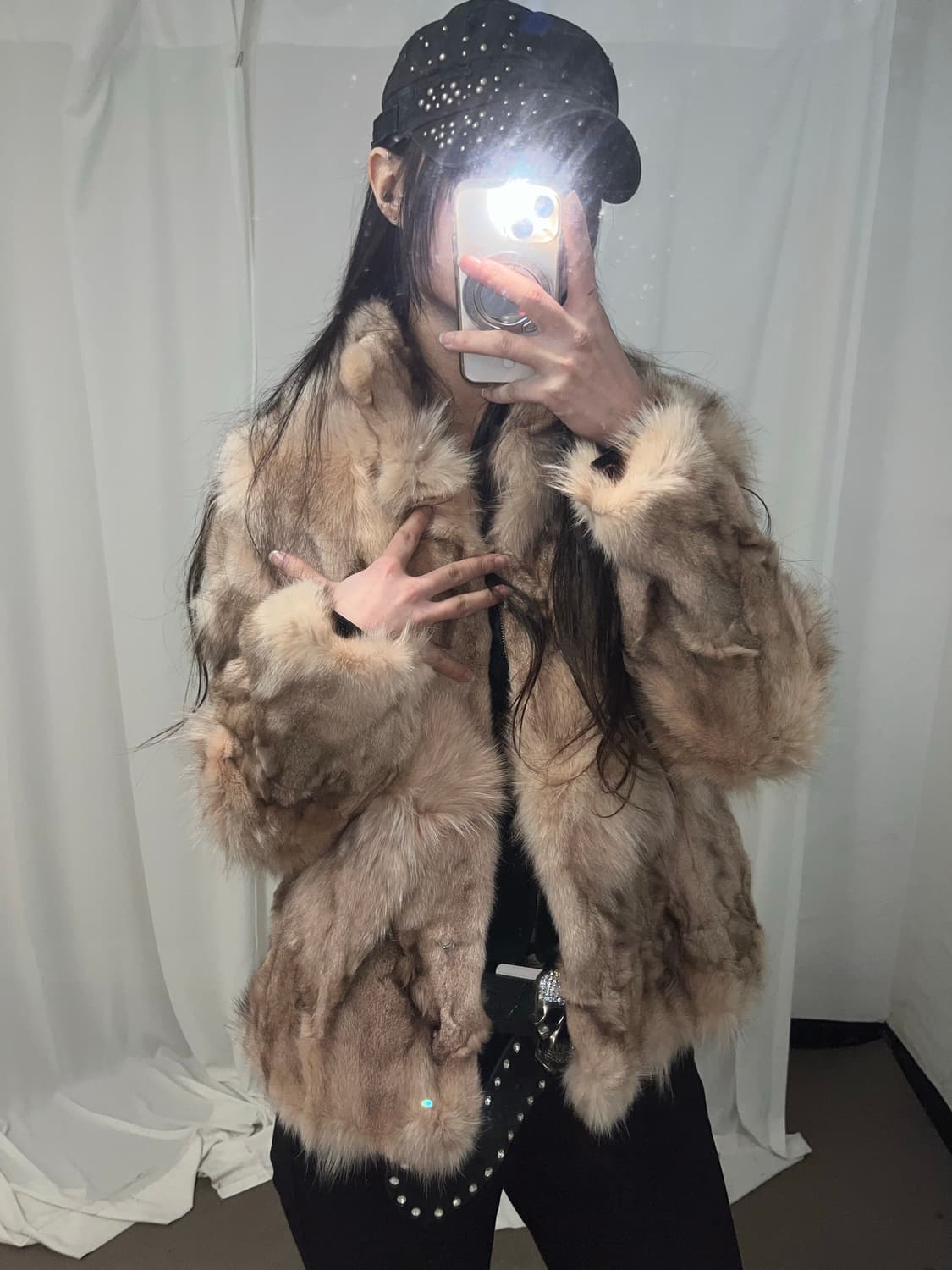 핑크브라운 폭스퍼 자켓 상품이미지4