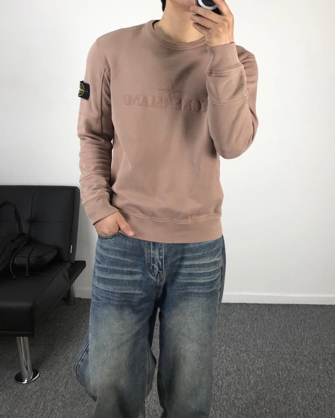 스톤아일랜드 정품 와펜 맨투맨 벽돌색 상품이미지1