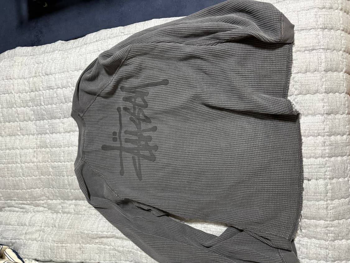 스투시 레글런 써멀 롱슬리브 크루 워시드 블랙 상품이미지2