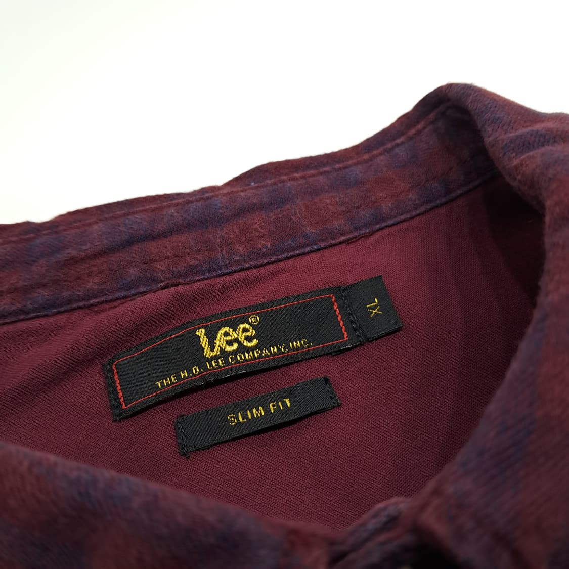 CN951 XL LEE 리 버건디 플란넬 체크 긴팔 셔츠 남방 상품이미지4