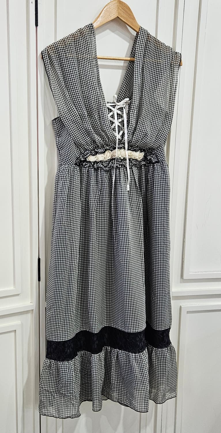 엑시즈팜(Axes Femme) 깅엄체크 레이스 원피스 상품이미지3