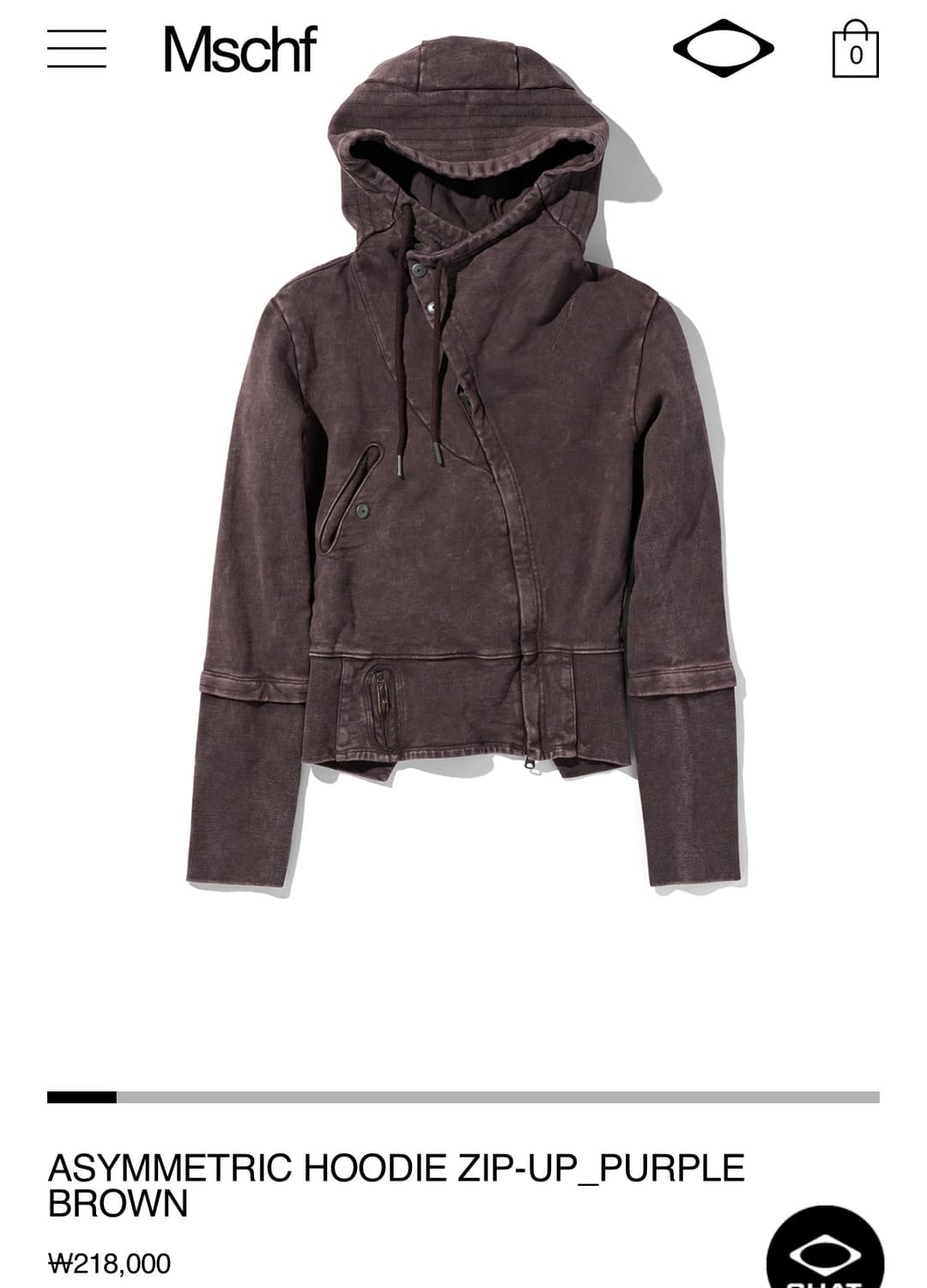 Mschf ASYMMETRIC HOODIE ZIP-UP 상품이미지1