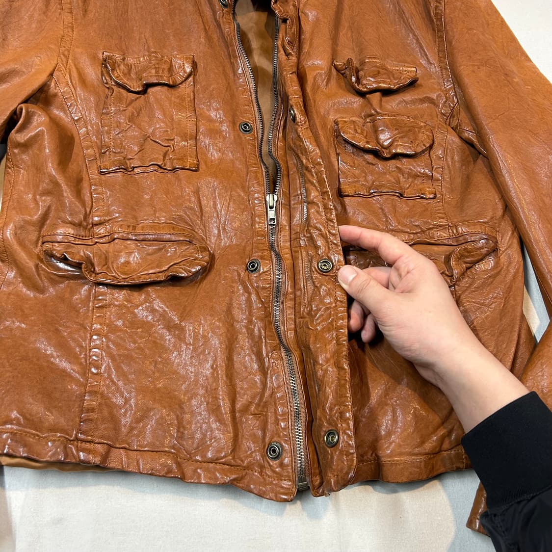 XL) 빈티지 멀티 포켓 램스킨 레더 양가죽 자켓 상품이미지4