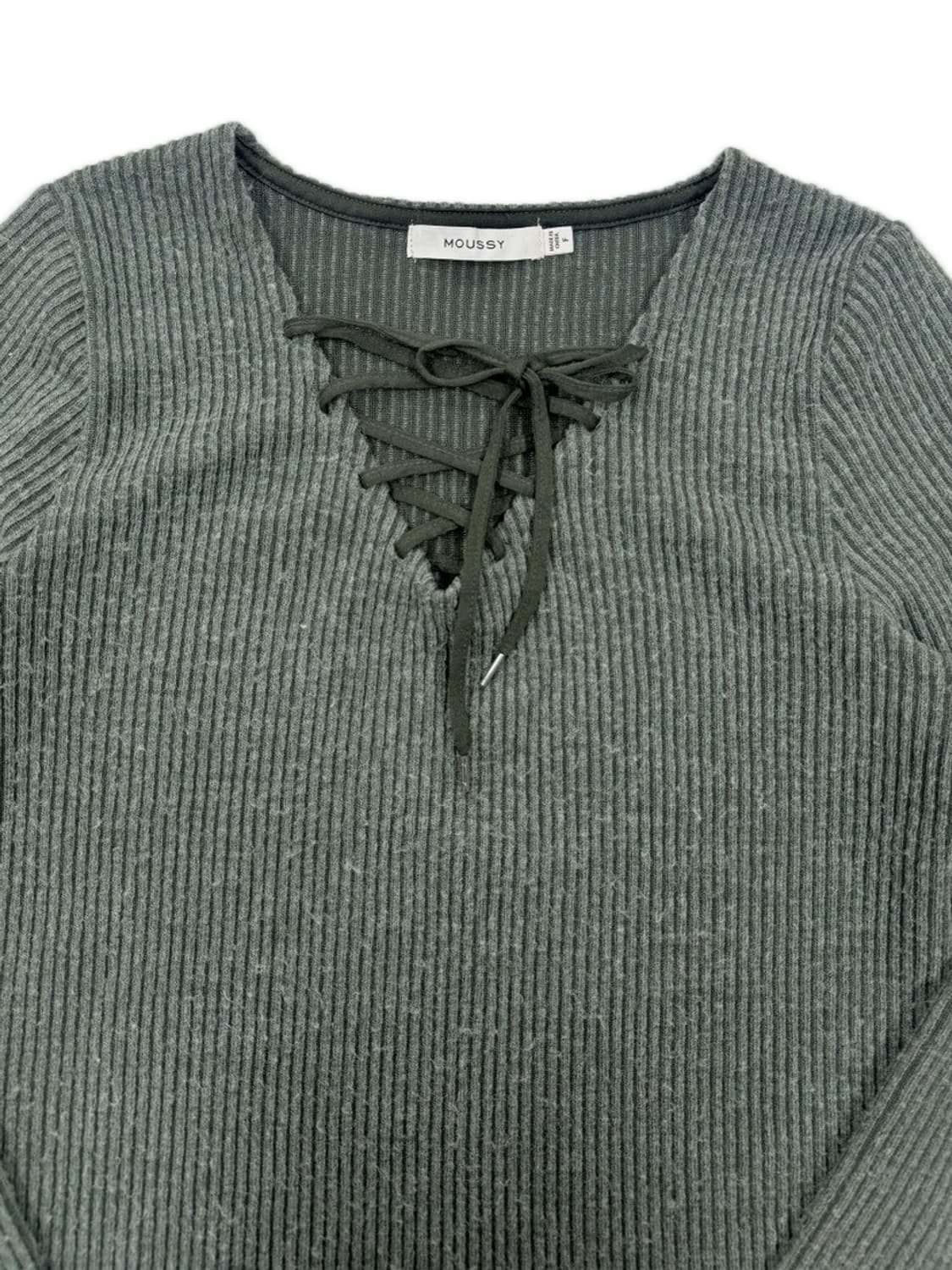 빈티지 Moussy 그린 리본 긴팔 니트 상품이미지3
