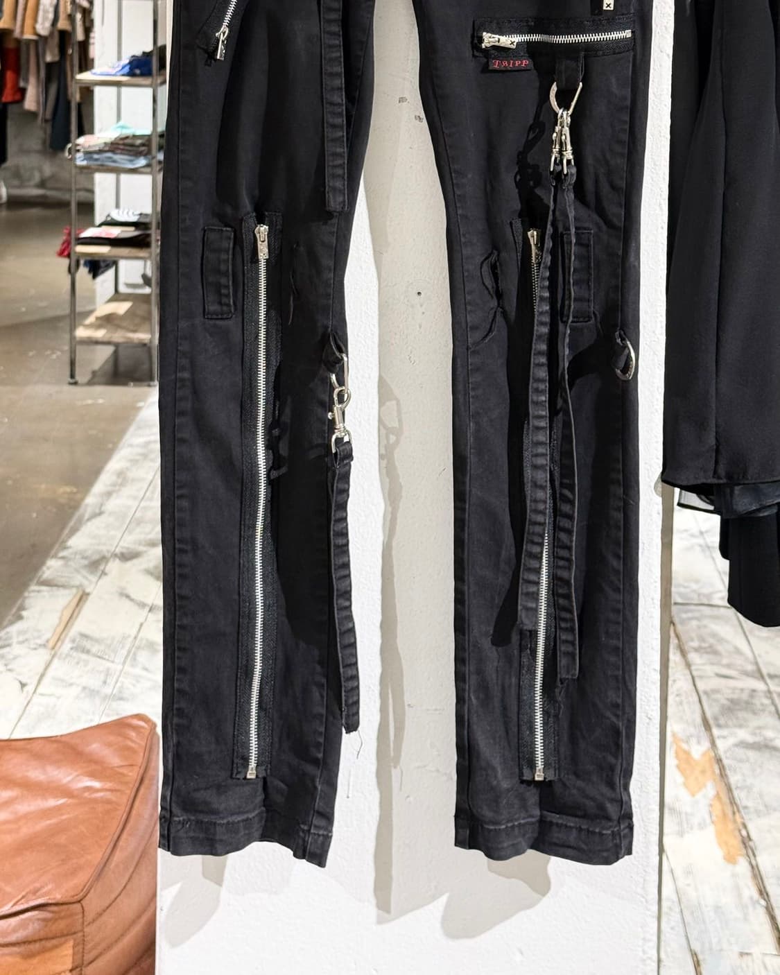 트립 nyc 블랙 본디지 지퍼 팬츠 상품이미지3