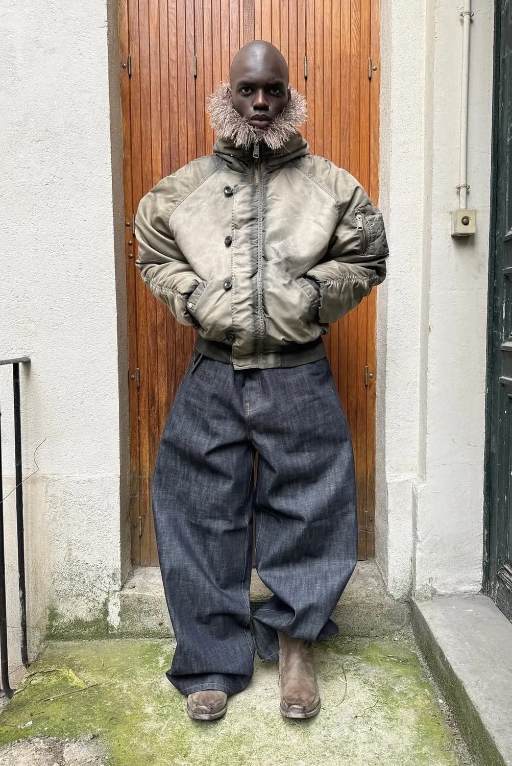 급처) 노페이스 스튜디오 퍼 봄버자켓 L 베이지 상품이미지6