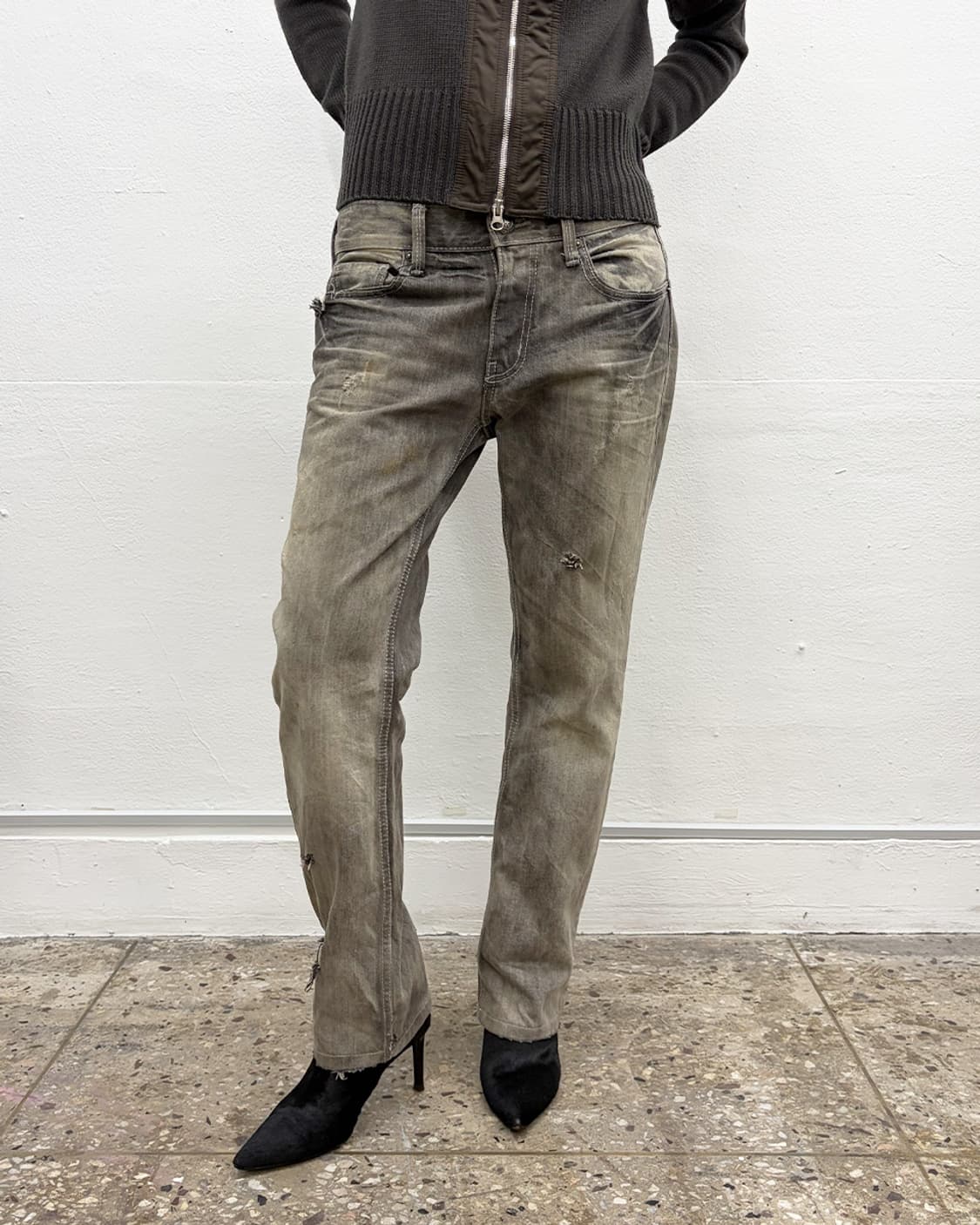 빈티지 데미지 데님팬츠 상품이미지1