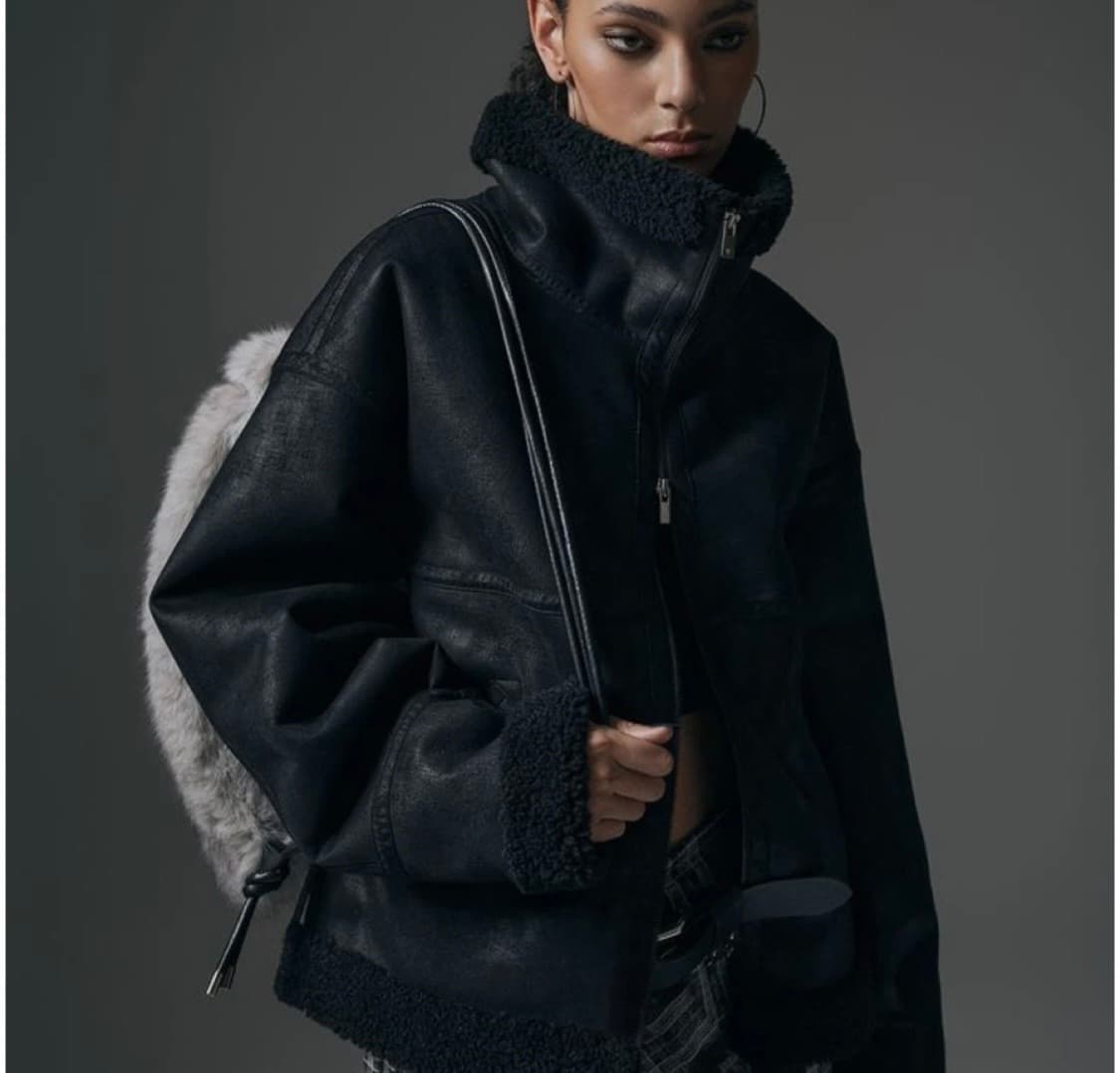 트리밍버드 하이넥 무스탕 상품이미지2