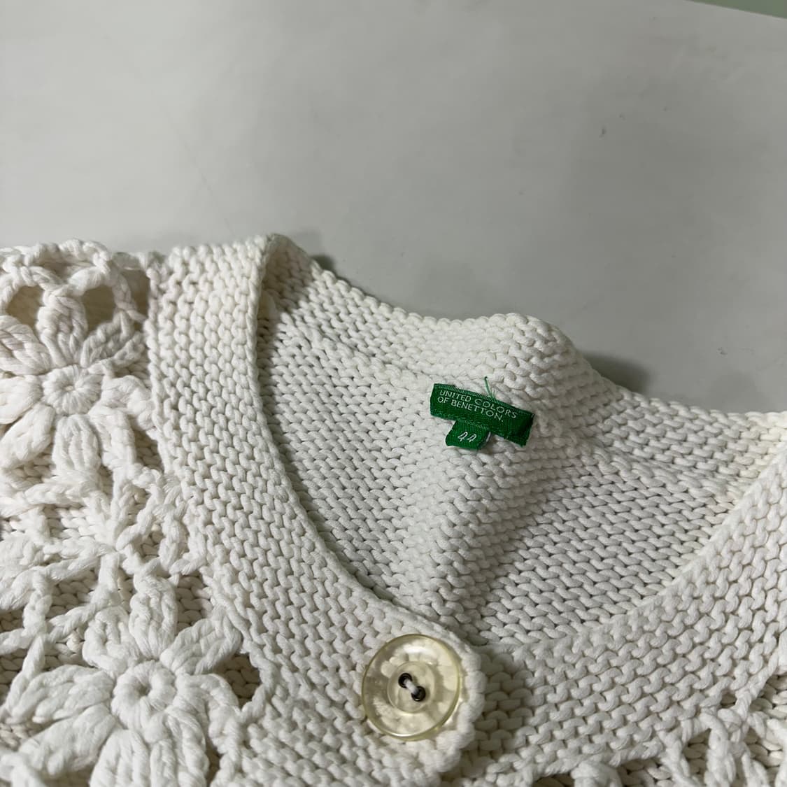 우먼M 유나이티드 베네통 플라워시스루 면니트 와플가디건 상품이미지2