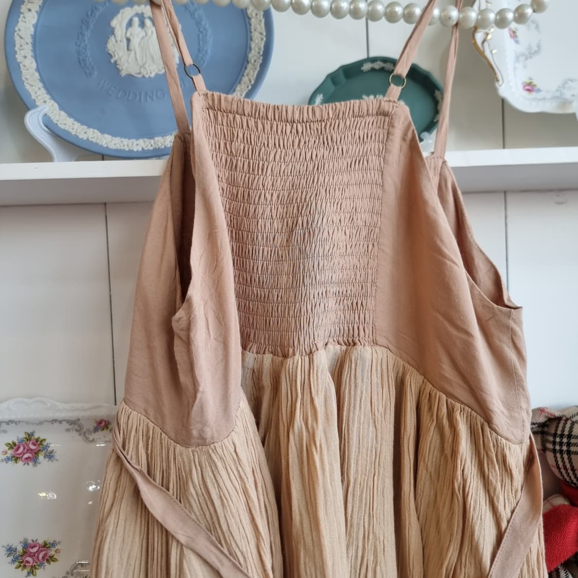 Crisp(크리스프) 내추럴 레이스 레이어드 원피스 상품이미지8