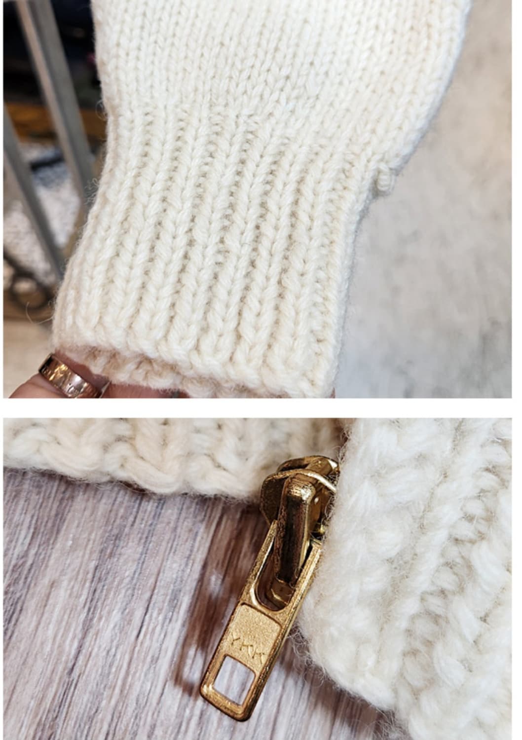 As rabbit 핸드메이드 아이보리 울 카라 집업 스웨터 상품이미지8