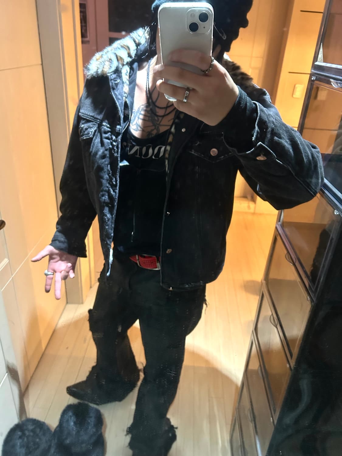 Fur Detail Denim Trucker Jacket 상품이미지8