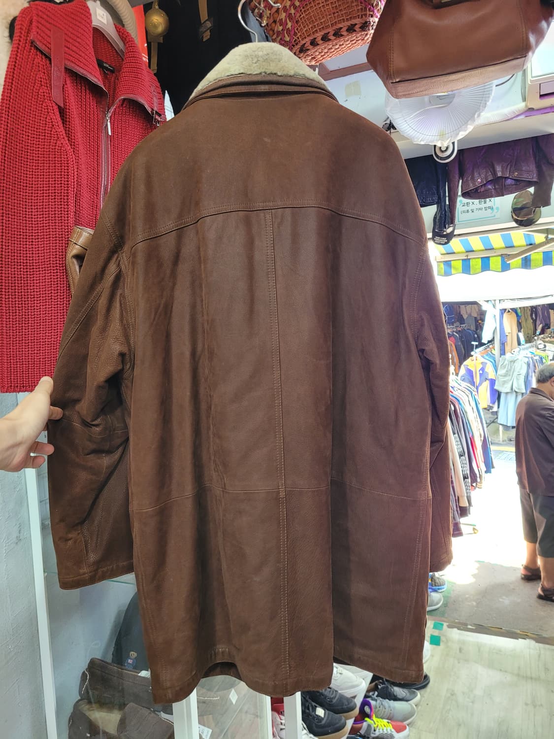 캠브리지그린 브라운 가죽 무스탕 코트 상품이미지2