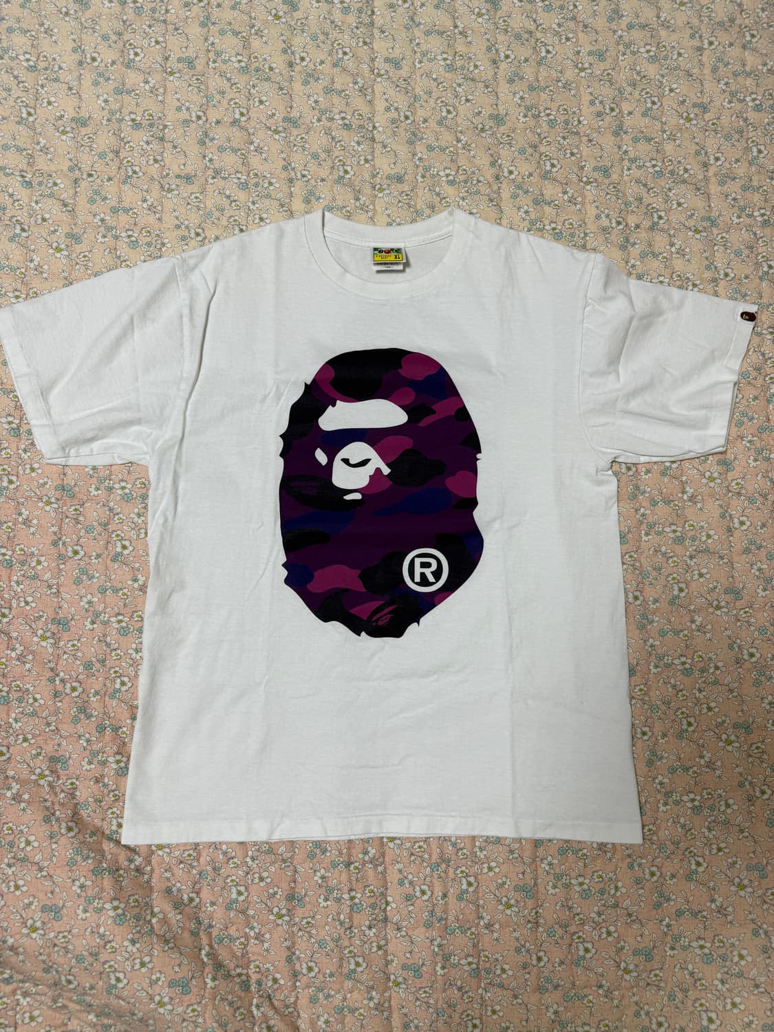 베이프 빅 에이프 헤드 티셔츠 화이트 퍼플 XL 상품이미지1