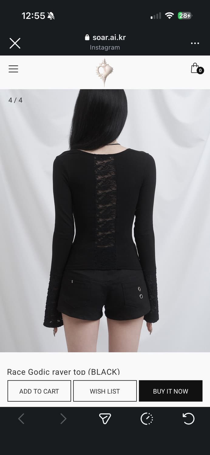 Soar 쇠아 Race Godic rayer top (BLACK) 상품이미지2