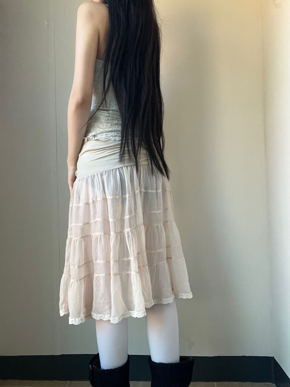 Sheer button chiffon skirt 상품이미지9