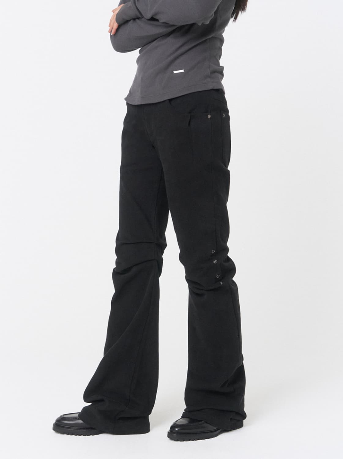 [Miseki  seoul] Shifted snap pants BLACK 상품이미지2