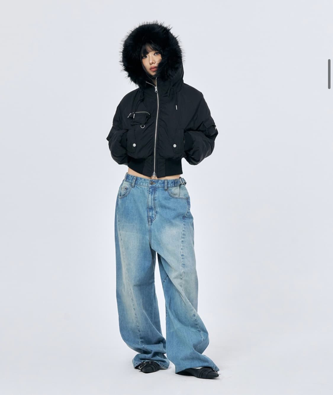 스키즘인듀싱 HOODED PUFFER JACKET BLACK 상품이미지3