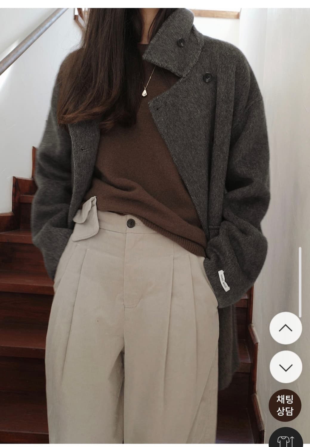 슬로우앤드 핸드메이드 하이넥 울 하프코트 원가 189000원 상품이미지6