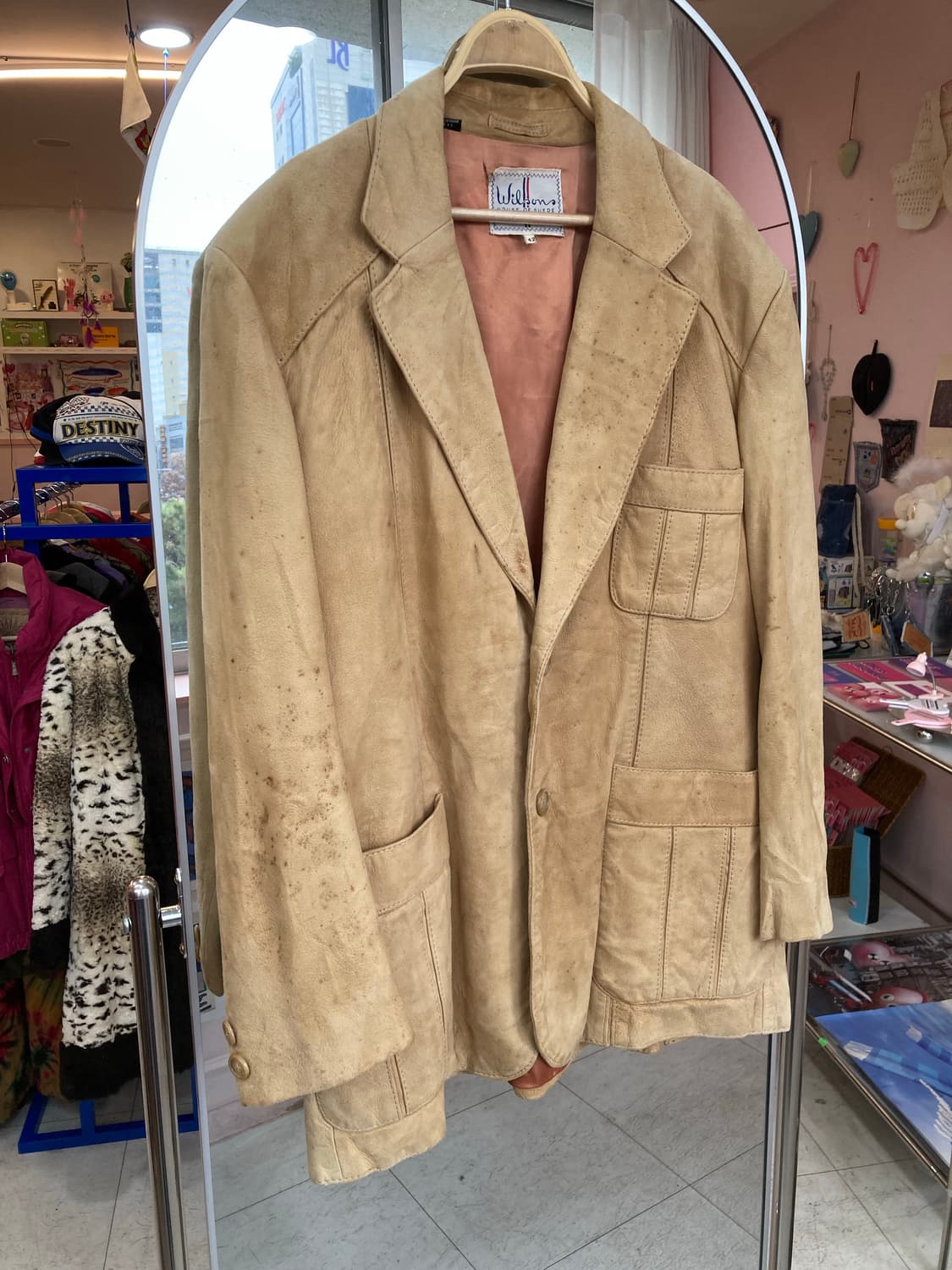 빈티지 베이지 스웨이드 자켓 상품이미지1