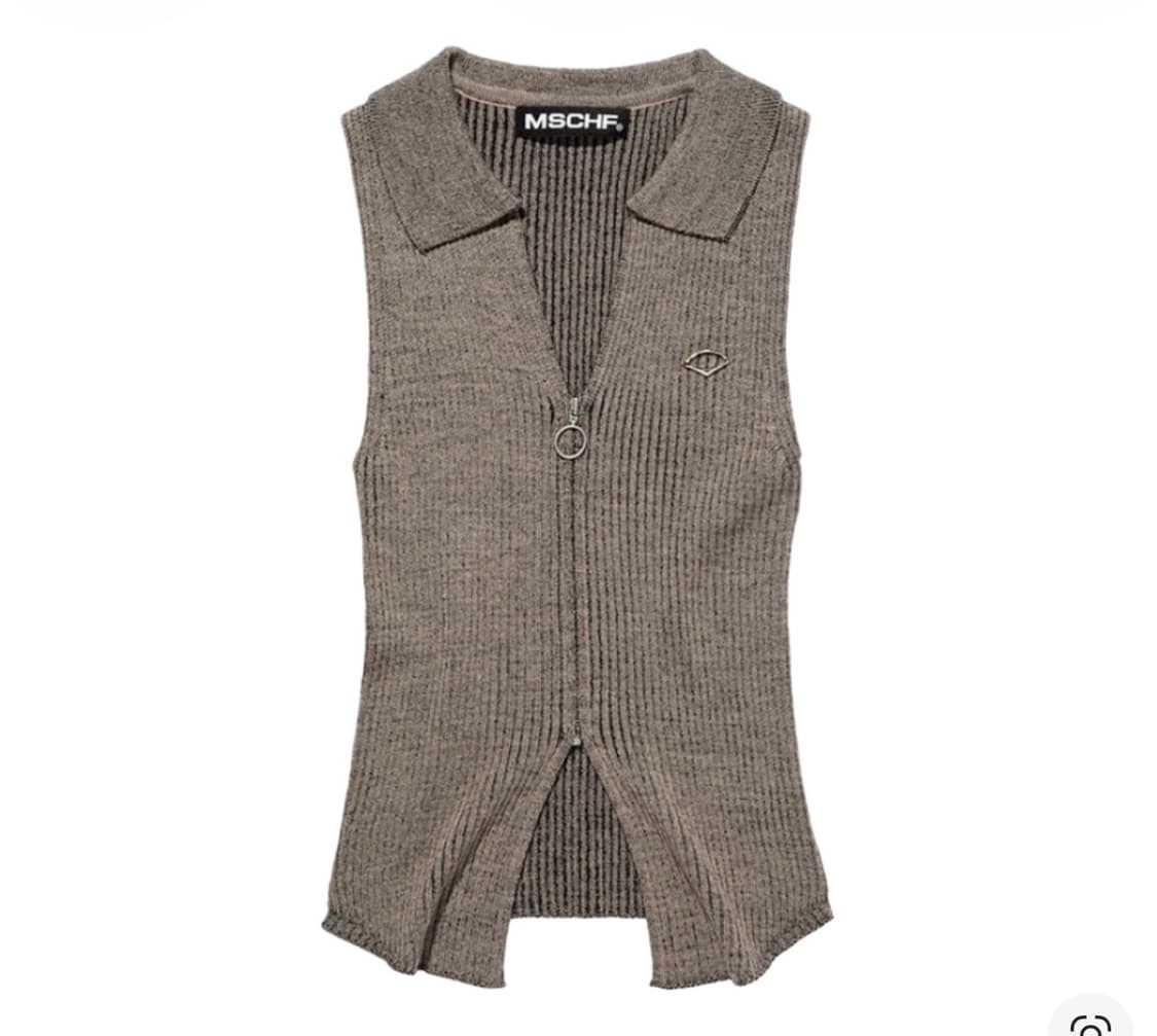 미스치프 니티드 투톤 슬리브리스 베이지 블랙 상품이미지1