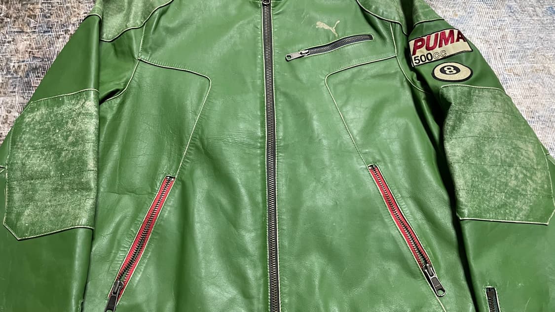 00s 독일 빈티지 y2k 푸마 500cc 8볼 레이싱 리얼 레더 자켓 상품이미지6