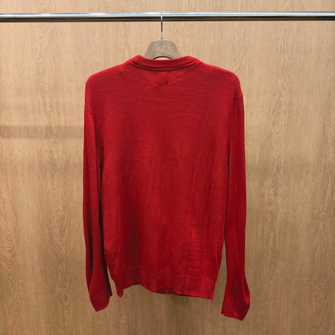 H&M 크루넥 니트 크리스마스 자카드 패턴 장식 디테일 레귤러핏 레드 상품이미지3